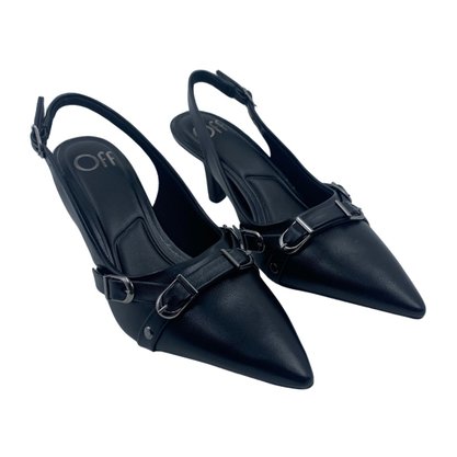 Sapato Offline Scarpin Slingback Salto Médio Preto 23947