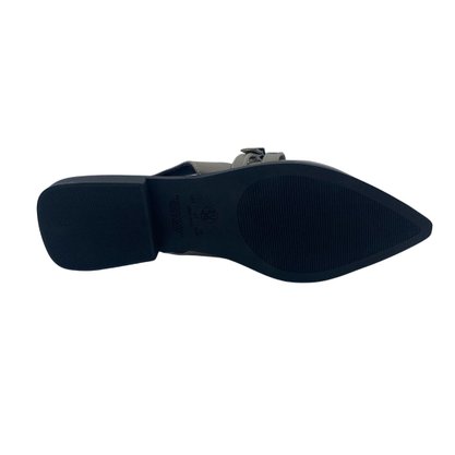 Sapato Offline Slingback Bico Fino com Fivela Cinza 23976