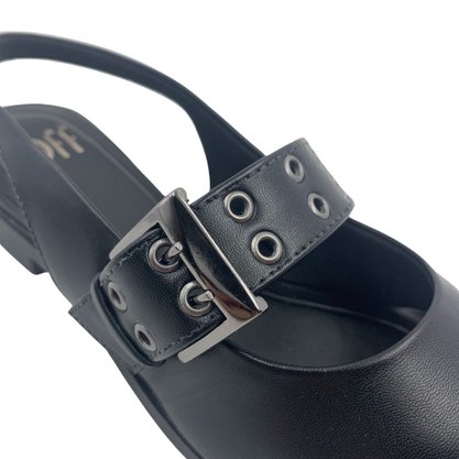 Sapato Offline Slingback Bico Fino com Fivela Preto 23974
