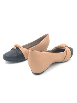Sapato Piccadilly Bege Anabela Bico Redondo 234024