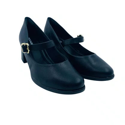 Sapato Piccadilly Mary Jane Salto Bloco Médio Preto 654063