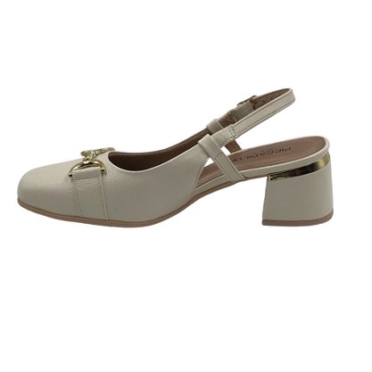 Sapato Piccadilly Salto Baixo Off White 748025