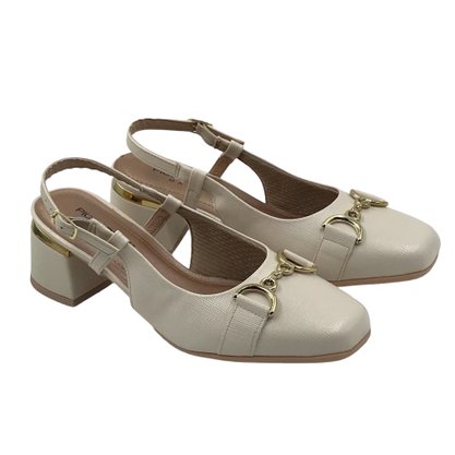 Sapato Piccadilly Salto Baixo Off White 748025