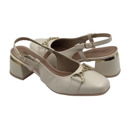 Sapato Piccadilly Salto Baixo Off White 748025