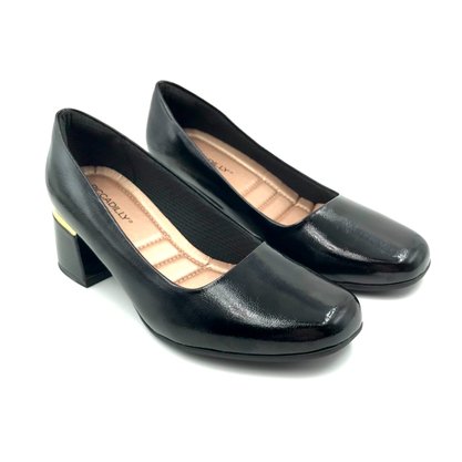 Sapato Piccadilly Maxi Verniz Salto Bloco Preto 748009