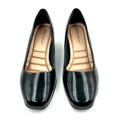 Sapato Piccadilly Maxi Verniz Salto Bloco Preto 748009