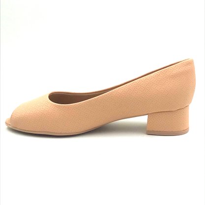 Sapato Piccadilly Peep Toe Salto Baixo Rose 114046