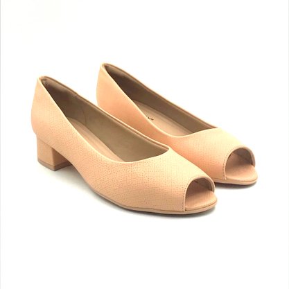 Sapato Piccadilly Peep Toe Salto Baixo Rose 114046