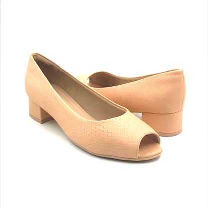 Sapato Piccadilly Peep Toe Salto Baixo Rose 114046