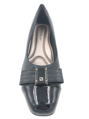 Sapato Piccadilly Preto Bico Redondo Com Laço 322012