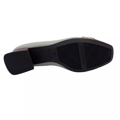 Sapato Piccadilly Salto Bloco Bege com Marrom 160099