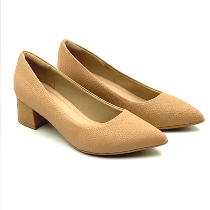Sapato Piccadilly Scarpin Salto Baixo Nude 739015