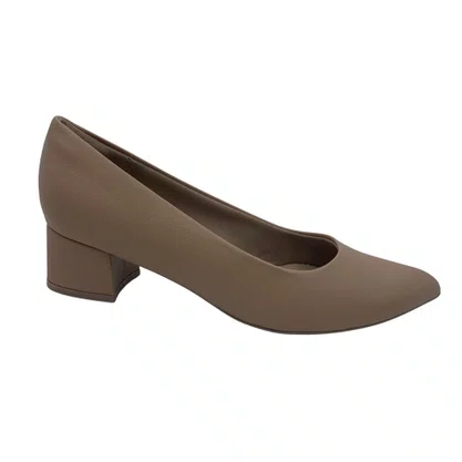 Sapato Piccadilly Scarpin Salto Bloco Baixo Nude 739015