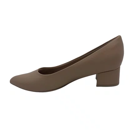 Sapato Piccadilly Scarpin Salto Bloco Baixo Nude 739015