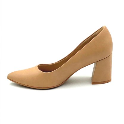 Sapato Piccadilly Scarpin Salto Bloco Nude 745135