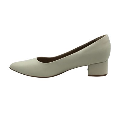 Sapato Piccadilly Scarpin Salto Bloco Off White 739015