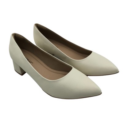Sapato Piccadilly Scarpin Salto Bloco Off White 739015