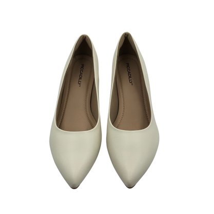 Sapato Piccadilly Scarpin Salto Bloco Off White 739015