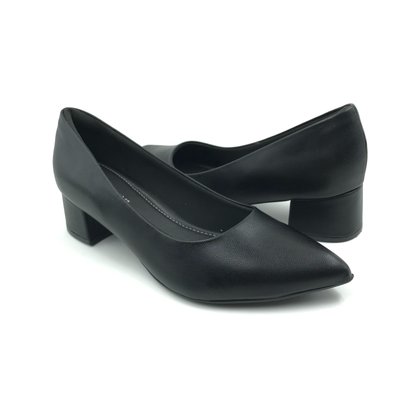 Sapato Piccadilly Scarpin Salto Bloco Preto 739015