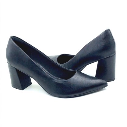 Sapato Piccadilly Scarpin Salto Bloco Preto 745135