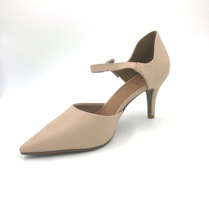 Sapato Scarpin Bebecê Nude Bico Fino Salto Fino 7060