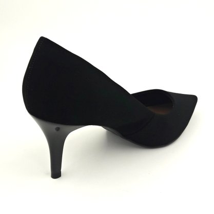 Sapato Scarpin Bebecê Preto Nobuck Bico Fino 7010-104