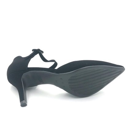 Sapato Scarpin Bebecê Preto Nobuck Bico Fino 7060-255