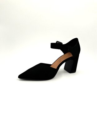 Sapato Scarpin Bebecê Preto Nobuck Salto Grosso