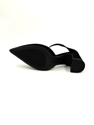 Sapato Scarpin Bebecê Preto Nobuck Salto Grosso