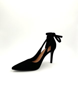 Sapato Scarpin Bebecê Salto Fino Laço Nobuck Preto