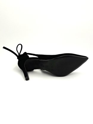 Sapato Scarpin Bebecê Salto Fino Laço Nobuck Preto