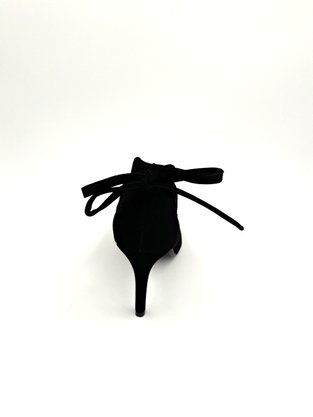 Sapato Scarpin Bebecê Salto Fino Laço Nobuck Preto