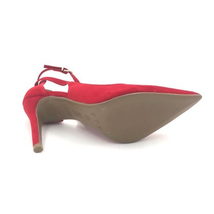 Sapato Scarpin Bebecê Salto Fino Nobuck Vermelho 9420