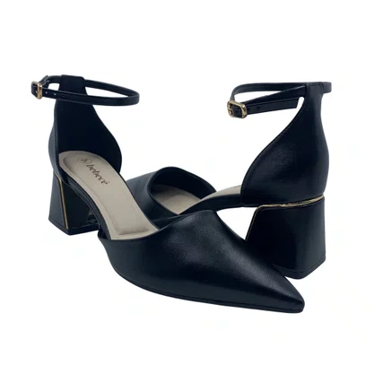 Sapato Scarpin Bebecê Salto Grosso Preto 3862604