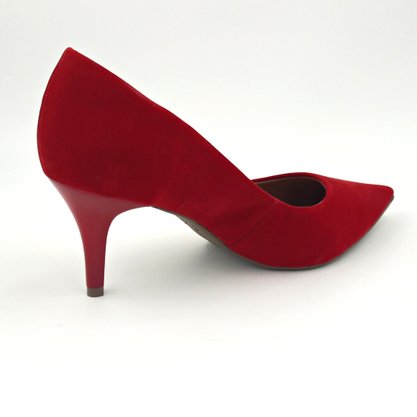 Sapato Scarpin Bebecê Vermelho Nobuck Bico Fino