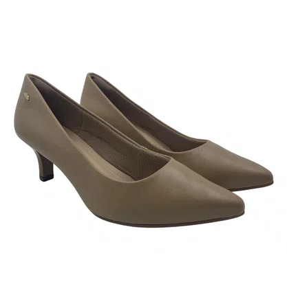 Sapato Scarpin Dakota Couro Salto Baixo Bege 9381