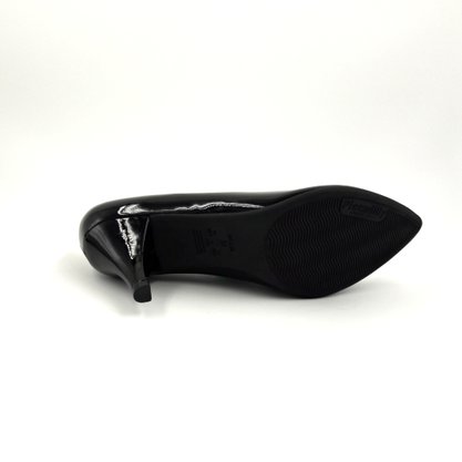 Sapato Scarpin Piccadilly Preto Verniz Bico Fino