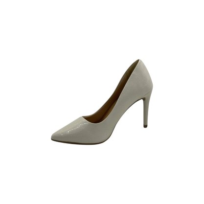 Sapato Scarpin Renata Mello Off White Bico Fino Salto 55277