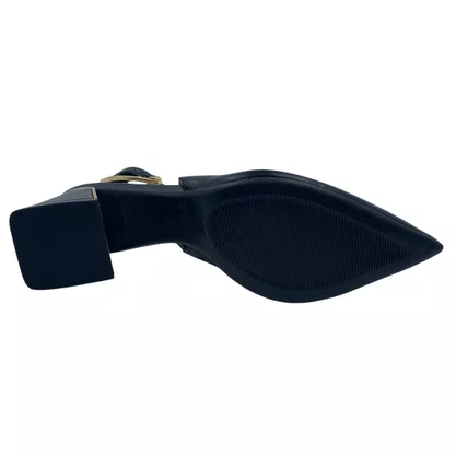Sapato Slingback Bebecê Bico Fino Preto Salto Médio 3862601