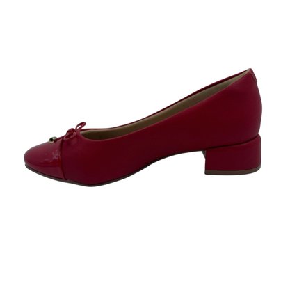 Sapato Softli Casual Salto Bloco Baixo Vermelho 10209