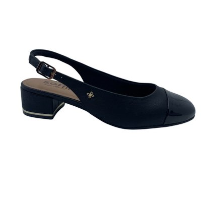 Sapato Softli Slingback Salto Bloco Preto 10203