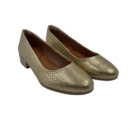Sapato Usaflex Couro Texturizado Dourado 0400