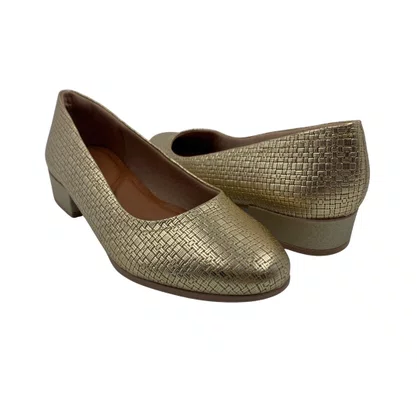 Sapato Usaflex Couro Texturizado Dourado 0400