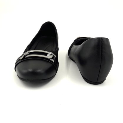 Sapato Usaflex Preto de Couro Com proteção do Joanete
