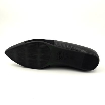 Sapato Usaflex Preto de Couro Natural Bico Fino