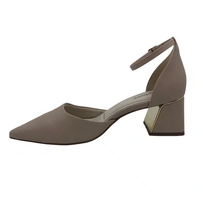 Scarpin Bebecê Nude Salto Grosso Confortável Elegante 3862604