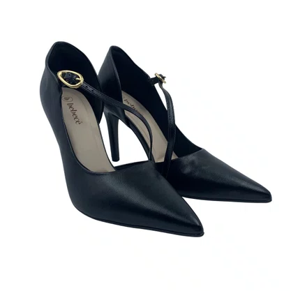 Scarpin Bebecê Preto Salto Alto Fino Bico Fino 9430290