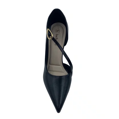 Scarpin Bebecê Preto Salto Alto Fino Bico Fino 9430290