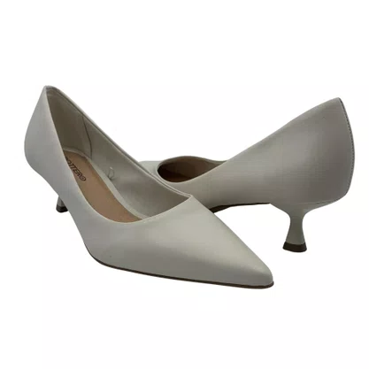 Scarpin Couro Bottero Salto Baixo Off White 377401