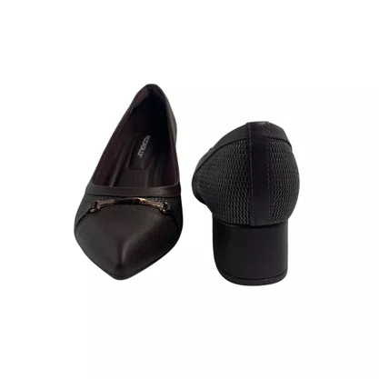 Scarpin Piccadilly Marrom 739099 Salto Bloco Baixo